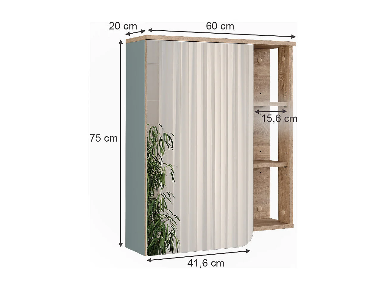 Spiegelkast sonoma/blauw 60x20x75 karen