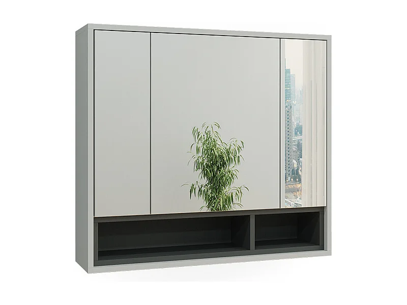 Armario con espejo para baño gris/antracita 80x20x72 beatrice