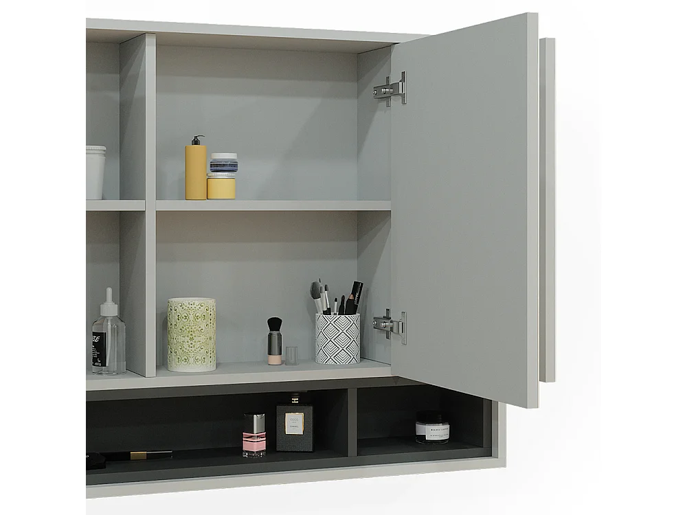 Armario con espejo para baño gris/antracita 80x20x72 beatrice