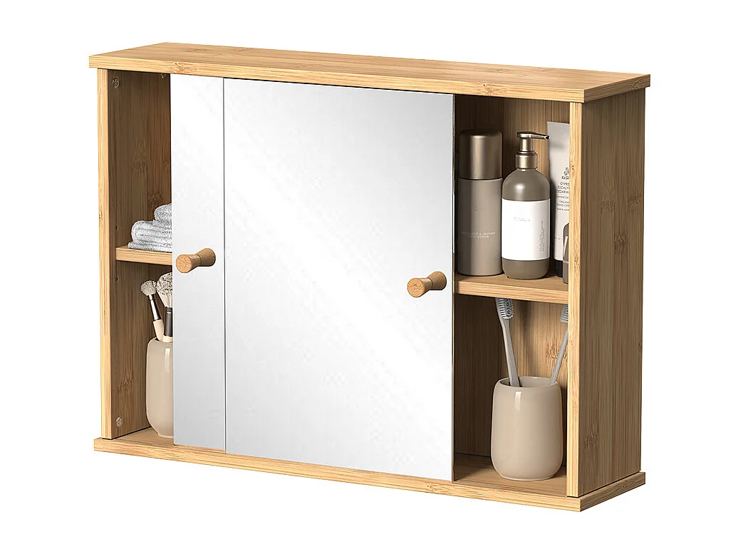 Armoire de toilette bambou 55x14x40 mireo