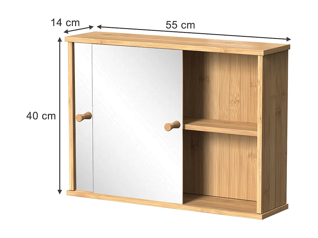 Armoire de toilette bambou 55x14x40 mireo