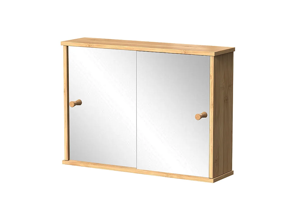 Armario con espejo para baño bambú 55x14x40 mireo