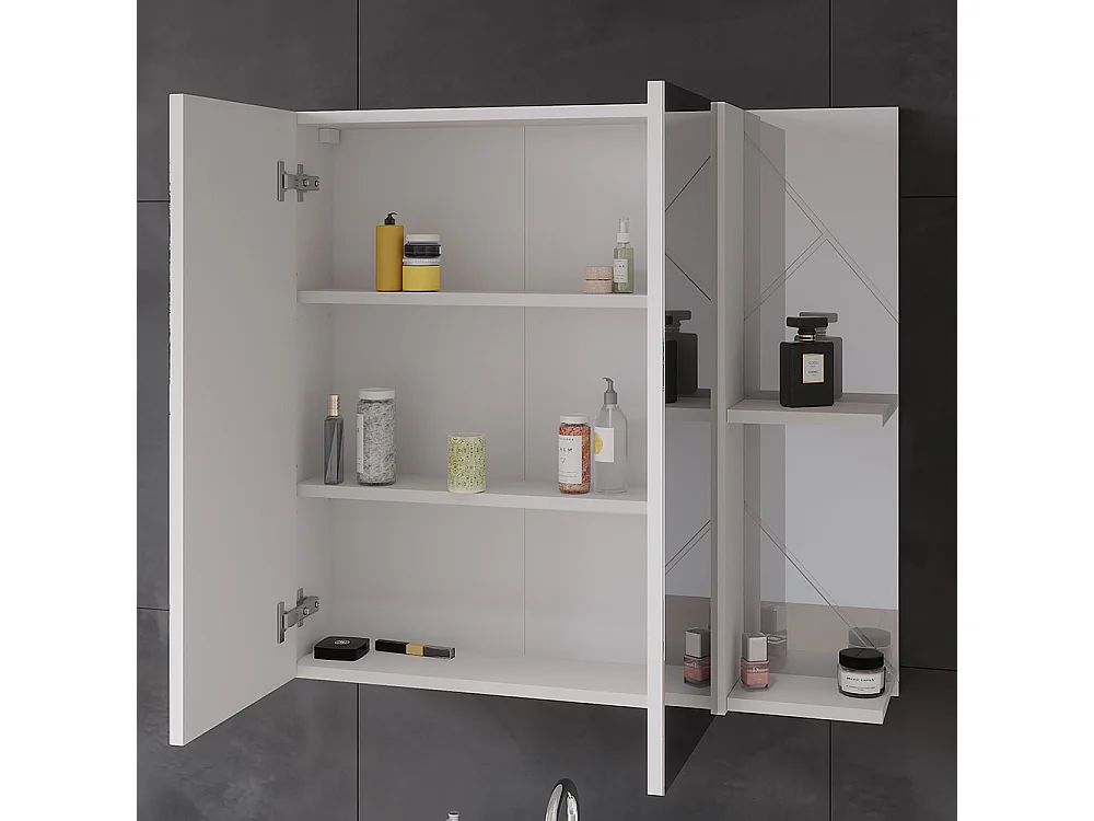 Armario con espejo de baño blanco/blanco alto brillo 80x17.2x75 irma