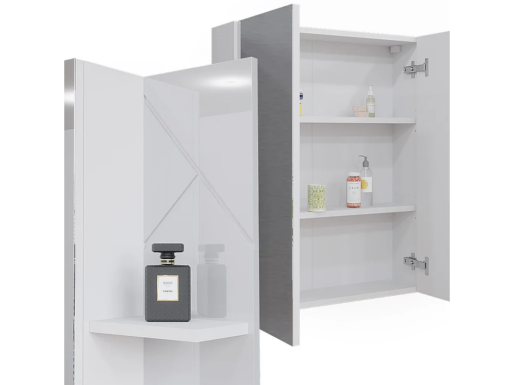 Armario con espejo de baño blanco/blanco alto brillo 80x17.2x75 irma