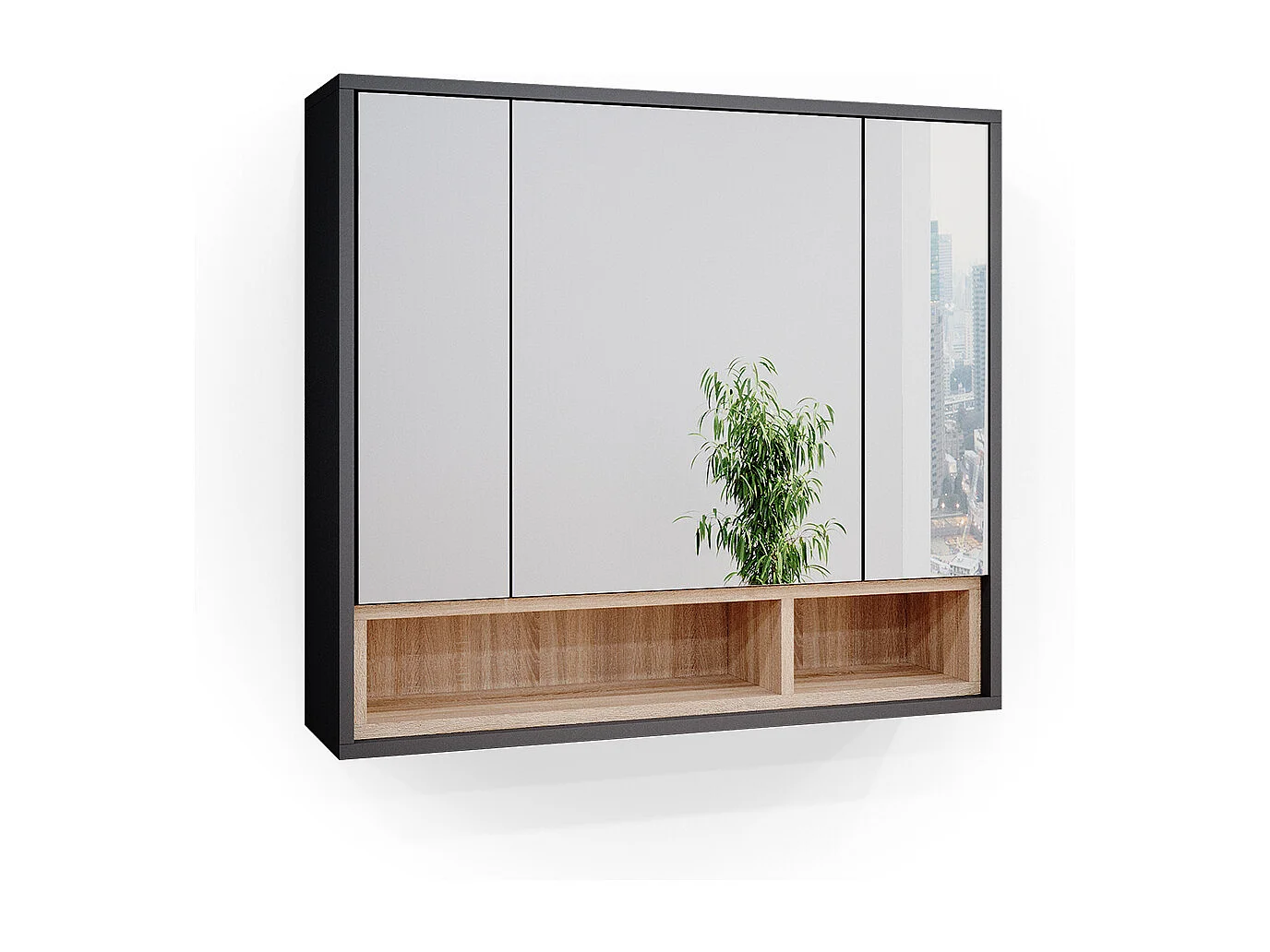 Armoire de toilette anthracite 80x20x72 beatrice