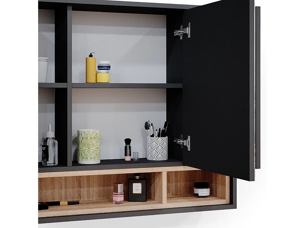 Armoire de toilette anthracite 80x20x72 beatrice