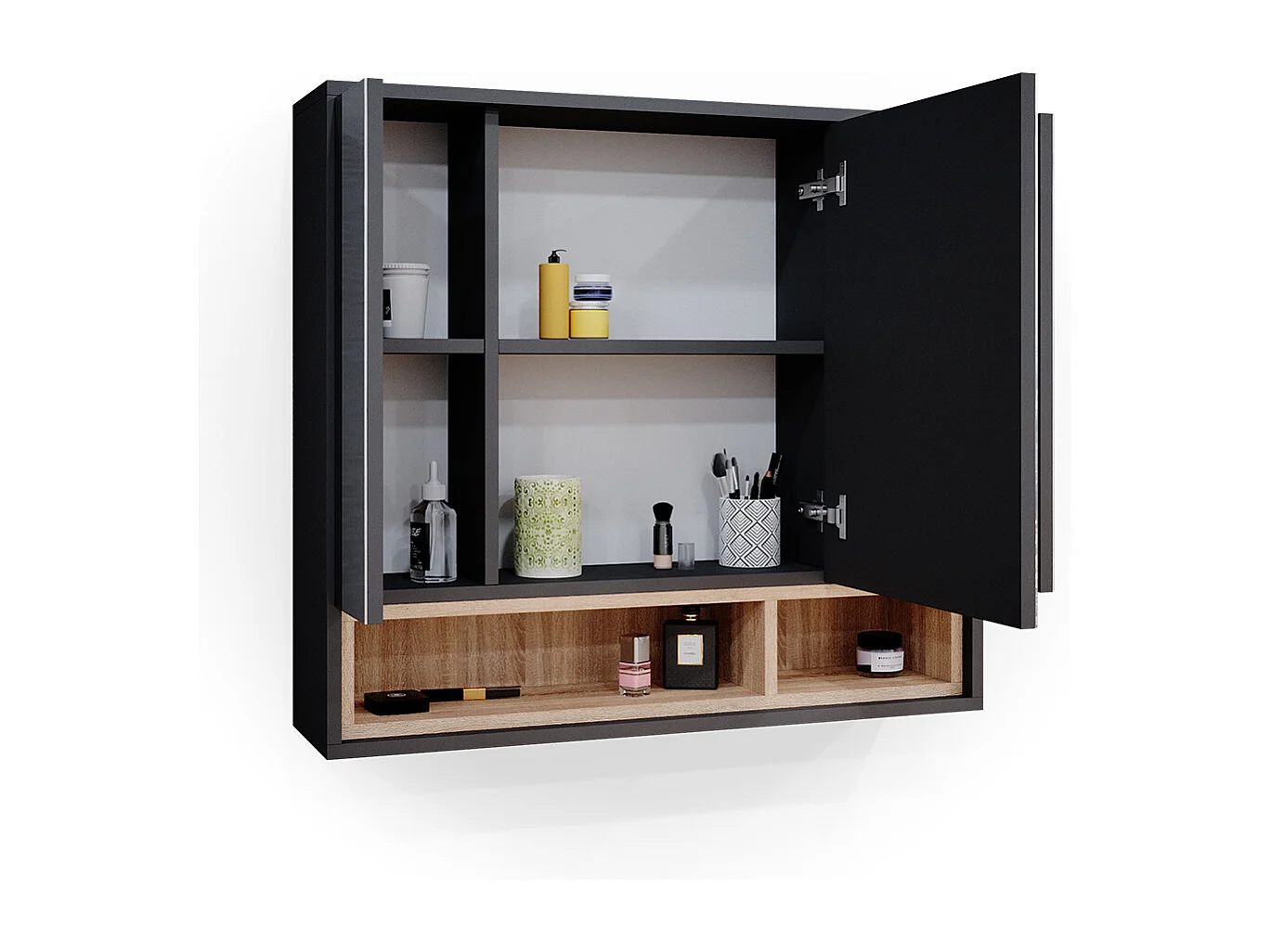 Armoire de toilette anthracite 80x20x72 beatrice