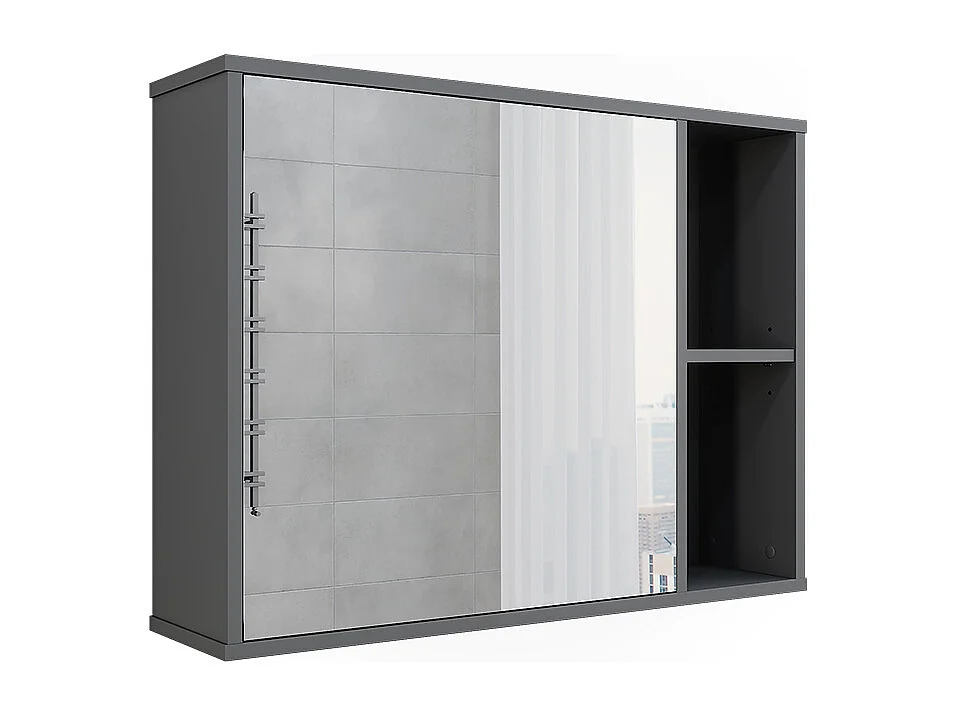 Armario con espejo de baño antracita/roble de montaña 80x20x60 leano