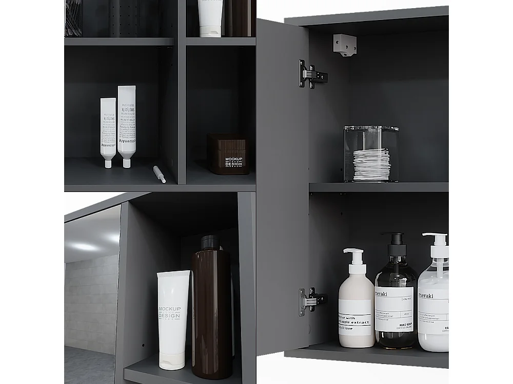 Armoire de toilette anthracite/chêne de montagne 80x20x60 leano