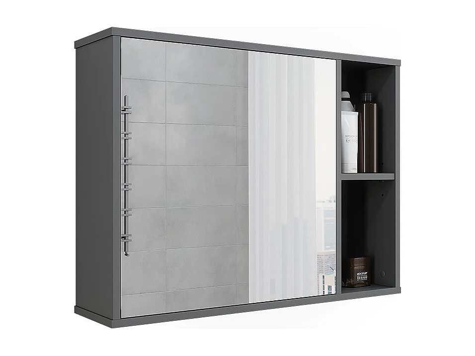 Armoire de toilette anthracite/chêne de montagne 80x20x60 leano
