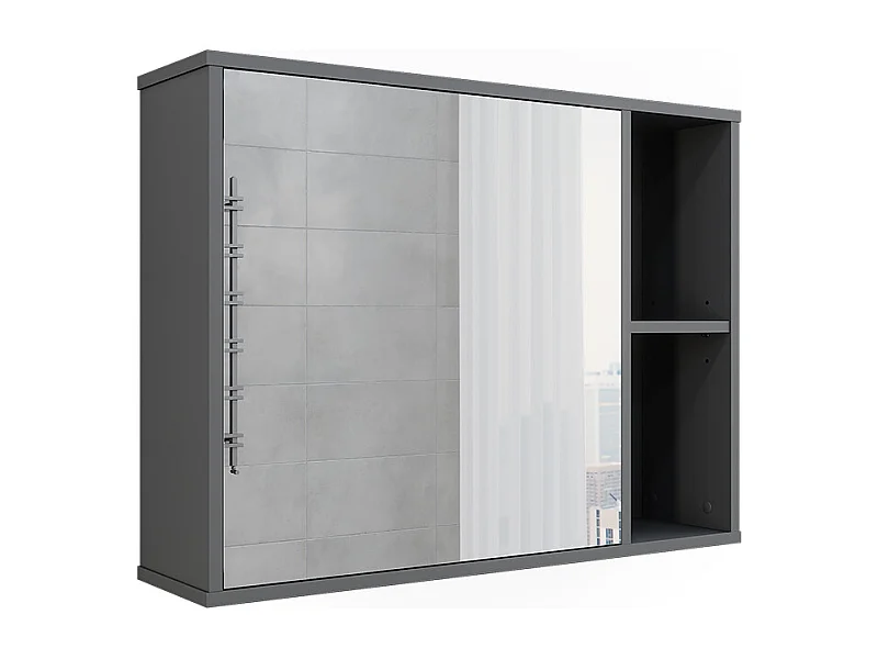 Badspiegelschrank anthrazit/bergeiche 80x20x60 leano