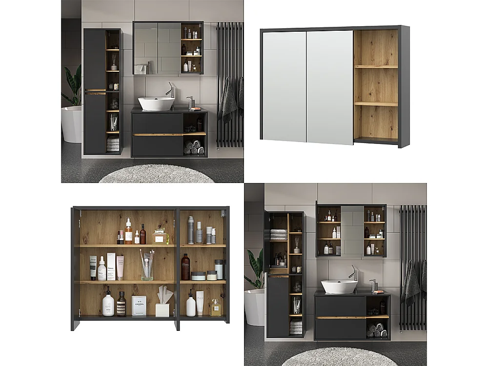 Armoire de toilette chêne artisan 100x18x75 viola