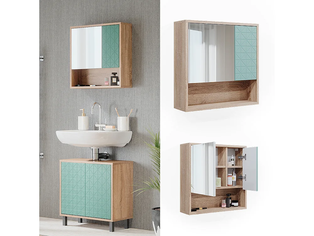 Armoire de toilette vert menthe 54x16x53 agasta