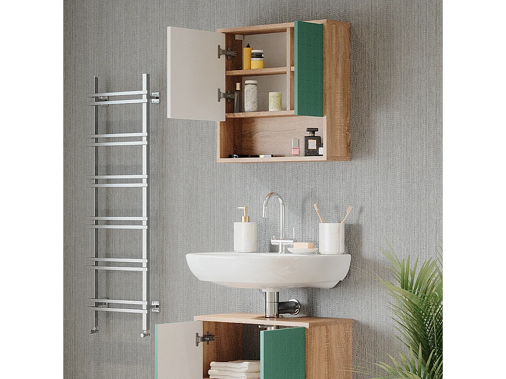 Armoire de toilette vert menthe 54x16x53 agasta