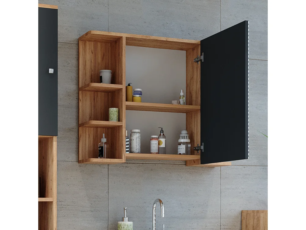 Armoire de toilette chêne de force doré 79.6x21.2x64 fynn