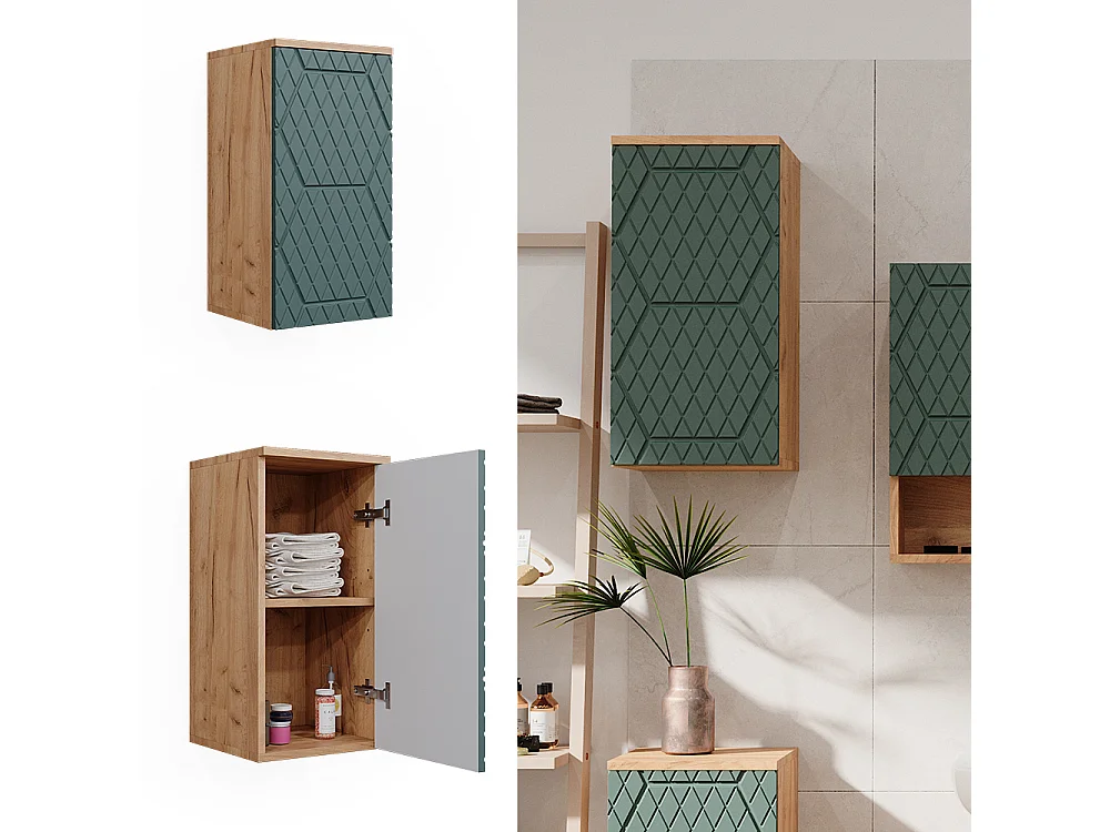 Armario de baño roble verde/dorado 30x24x59 irma