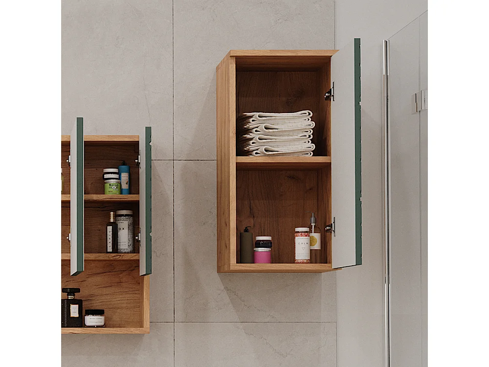 Armario de baño roble verde/dorado 30x24x59 irma