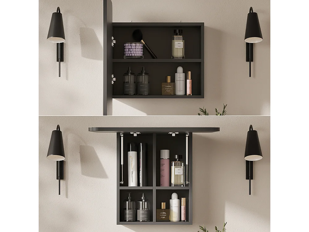 Armoire de toilette anthracite 60x17.4x50 zino