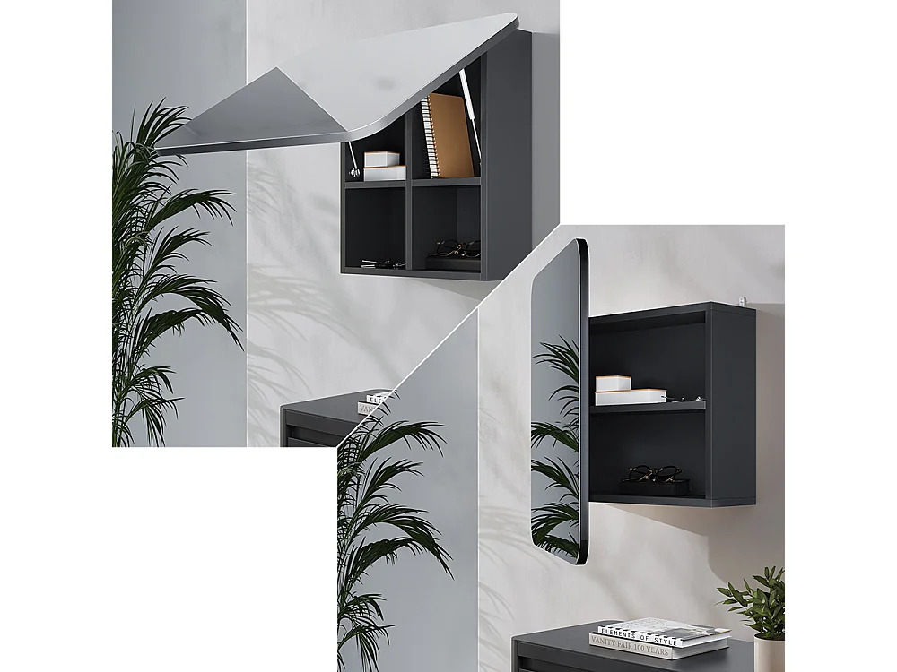 Armoire de toilette anthracite 60x17.4x50 zino