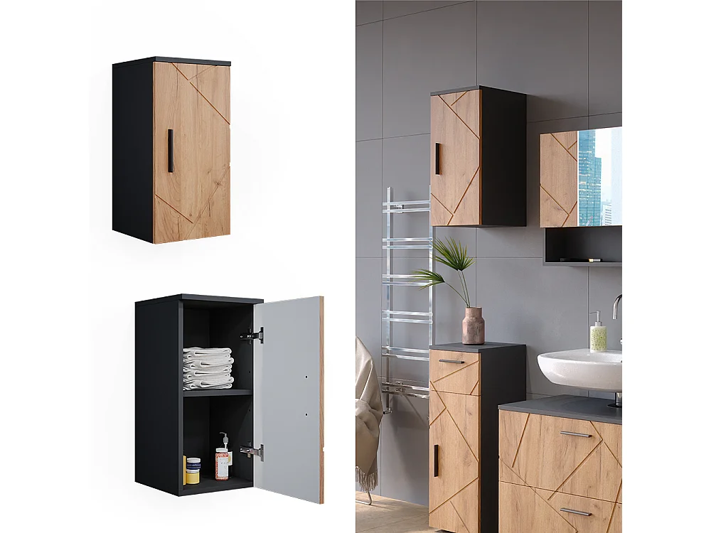 Armoire murale chêne doré/anthracite 30x24x59 irma