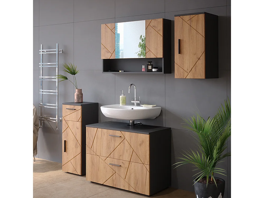 Armoire murale chêne doré/anthracite 30x24x59 irma