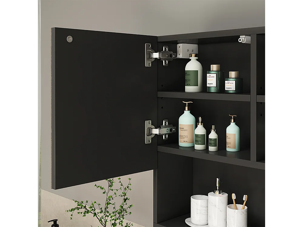 Armario con espejo para baño negro 54x17x55 edge