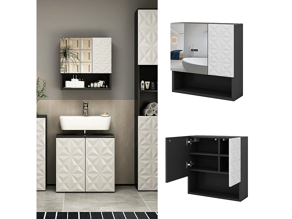 Armoire de toilette noir 54x17x55 edge