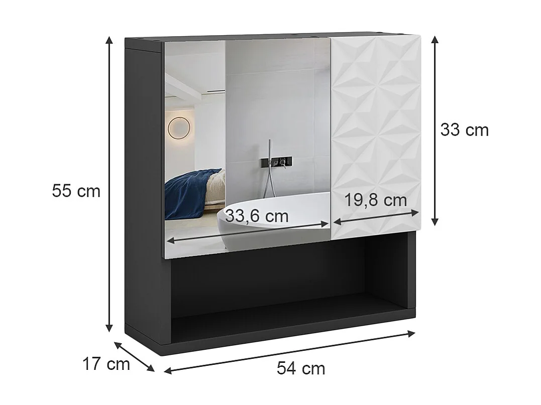 Armoire de toilette noir 54x17x55 edge