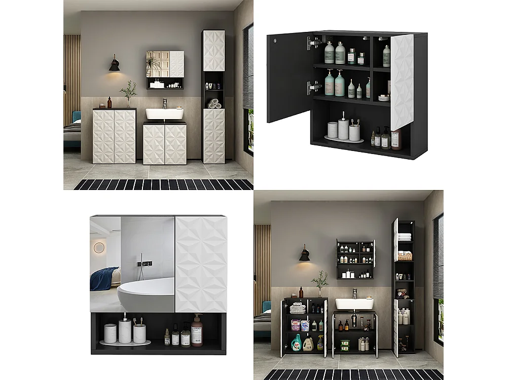 Armoire de toilette noir 54x17x55 edge