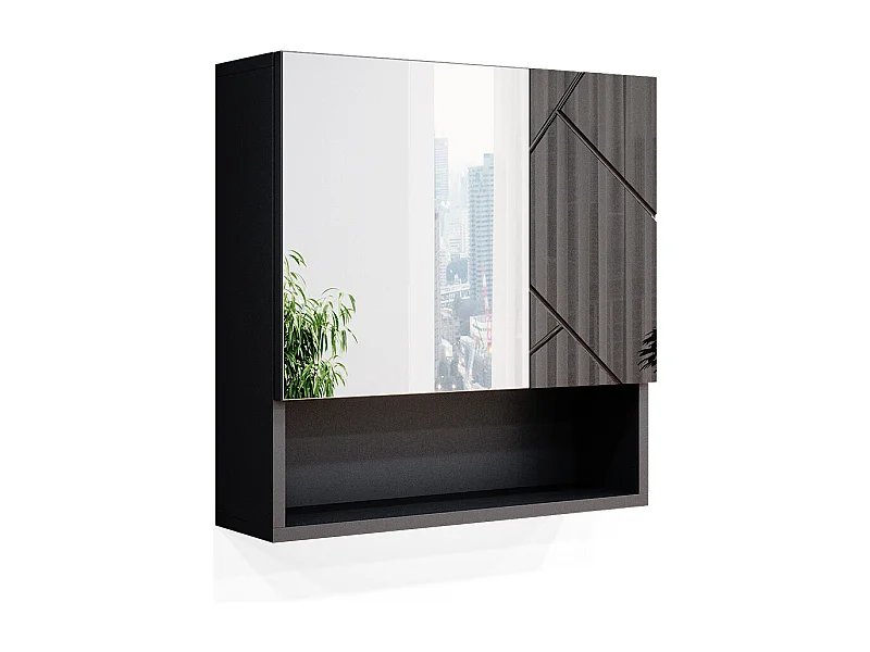 Armario con espejo para baño antracita alto brillo 54x16.9x55 irma