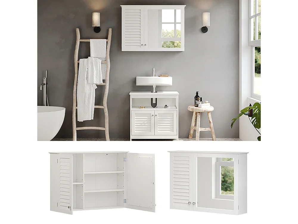 Armario con espejo para baño blanco 68x16.5x48 riad