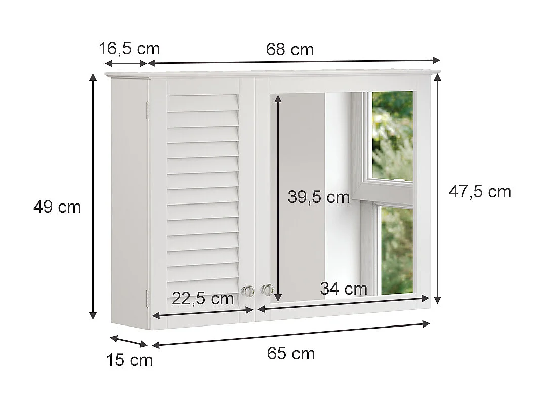 Armario con espejo para baño blanco 68x16.5x48 riad