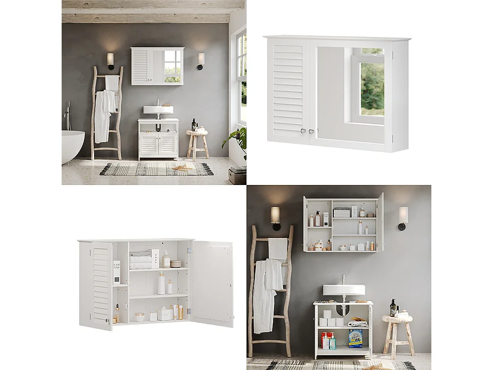 Armario con espejo para baño blanco 68x16.5x48 riad