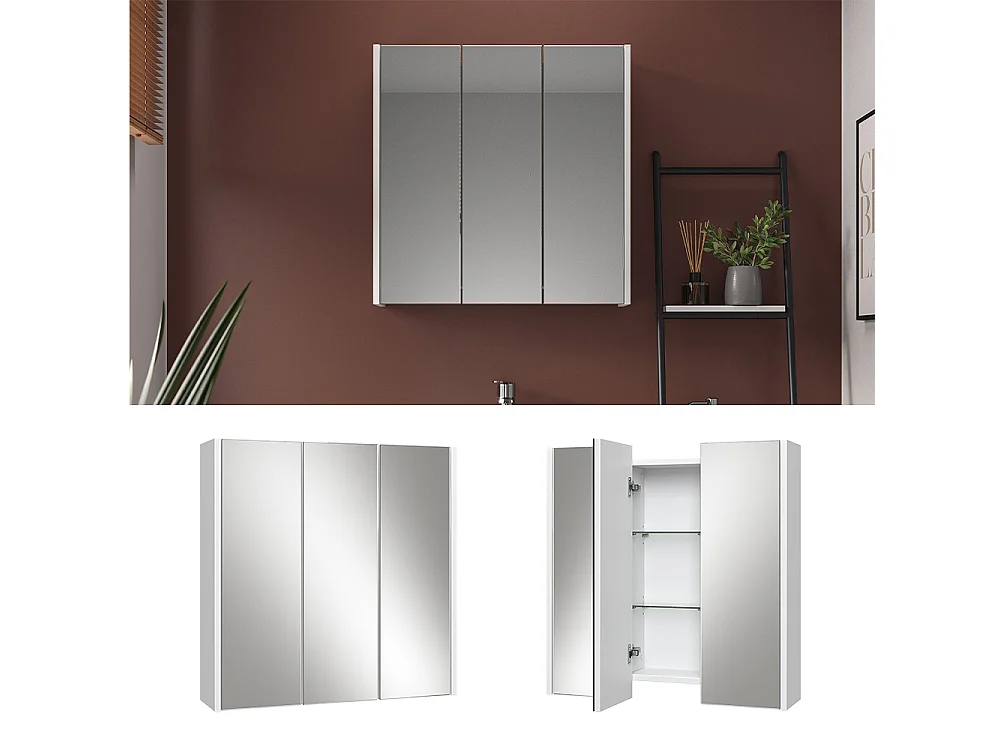 Armario con espejo para baño blanco 67.4x17x68 majest