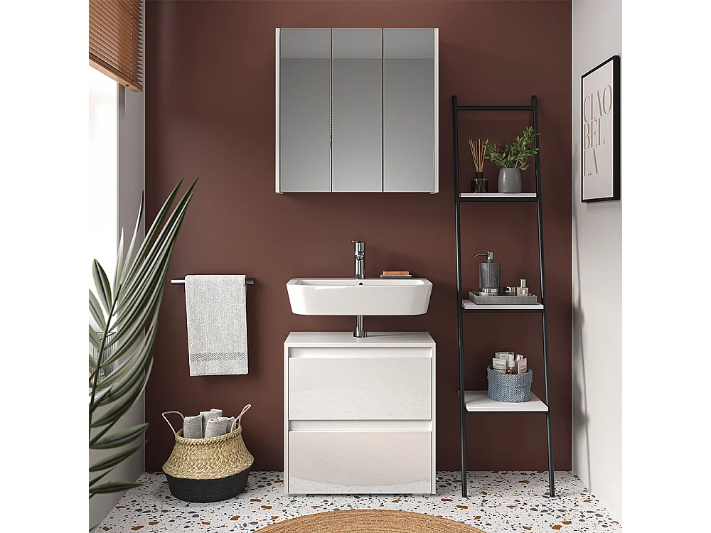 Armario con espejo para baño blanco 67.4x17x68 majest