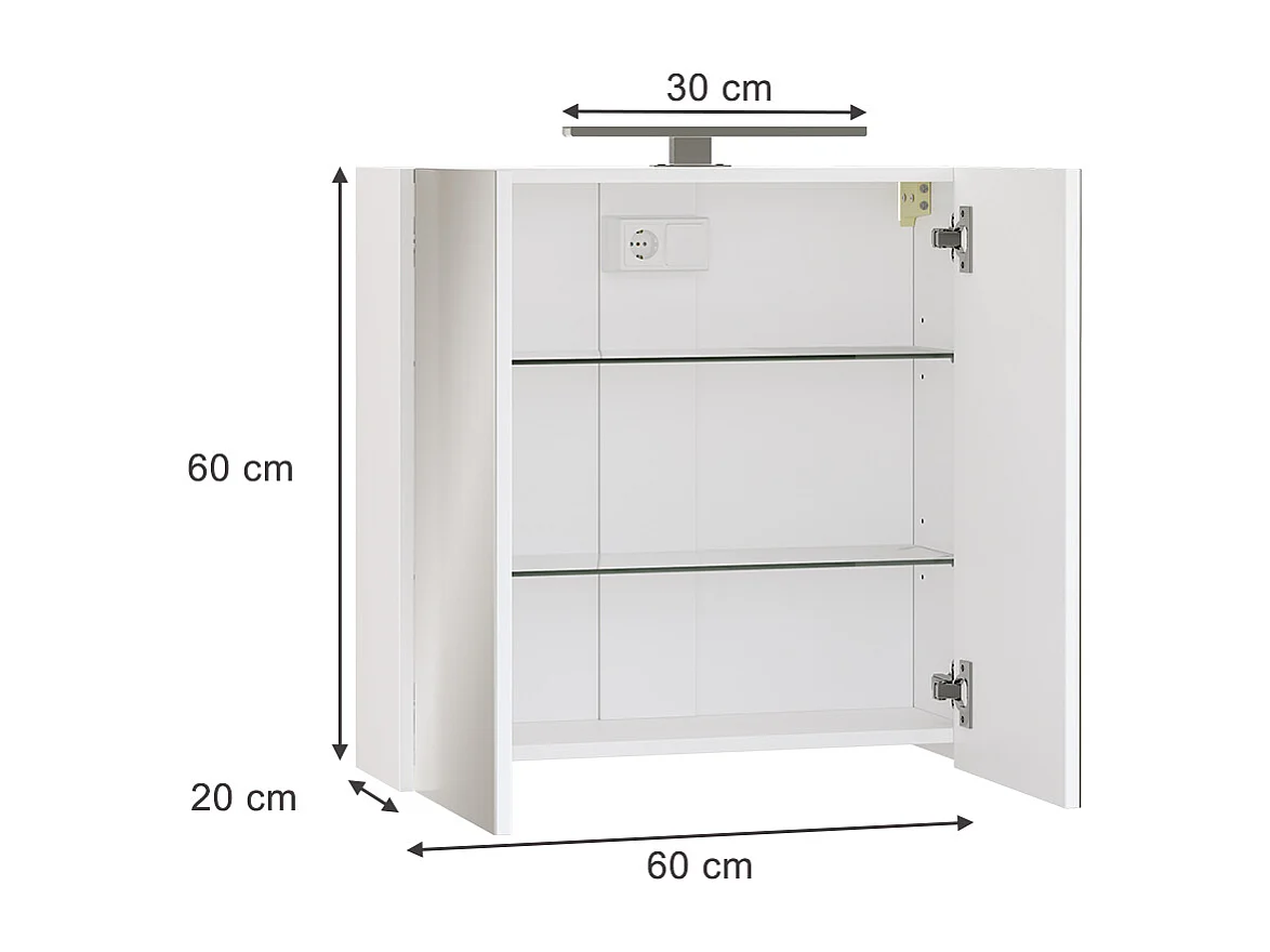 Armario con espejo de baño blanco 60x20x60 lavio