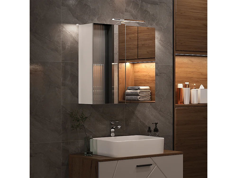 Armario con espejo de baño blanco 60x20x60 lavio