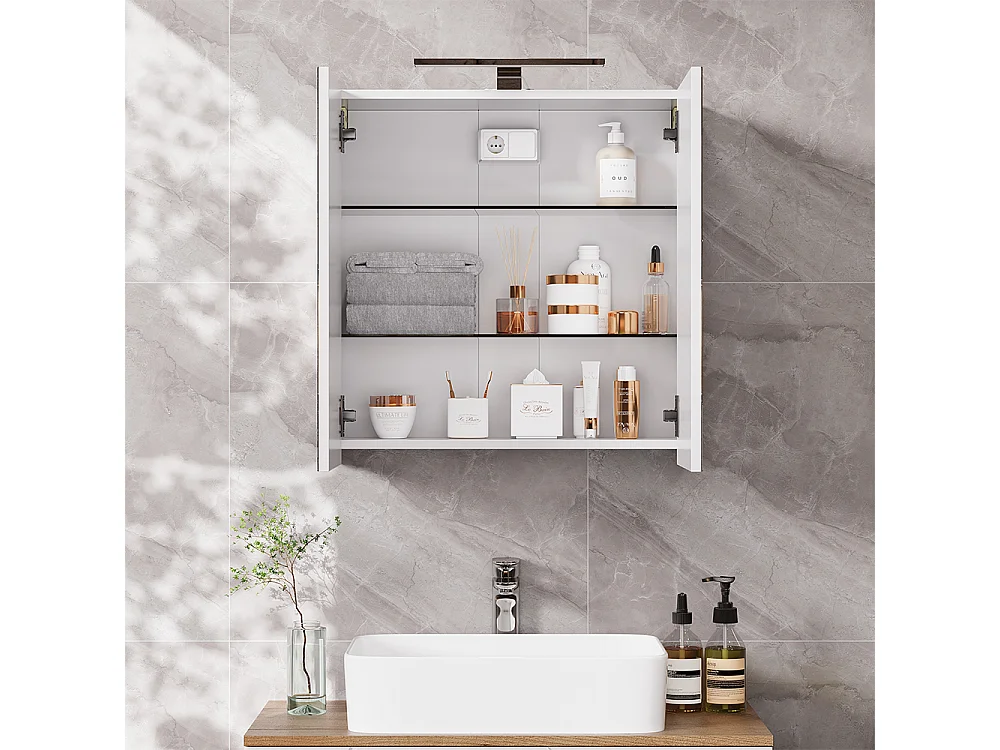 Armario con espejo de baño blanco 60x20x60 lavio