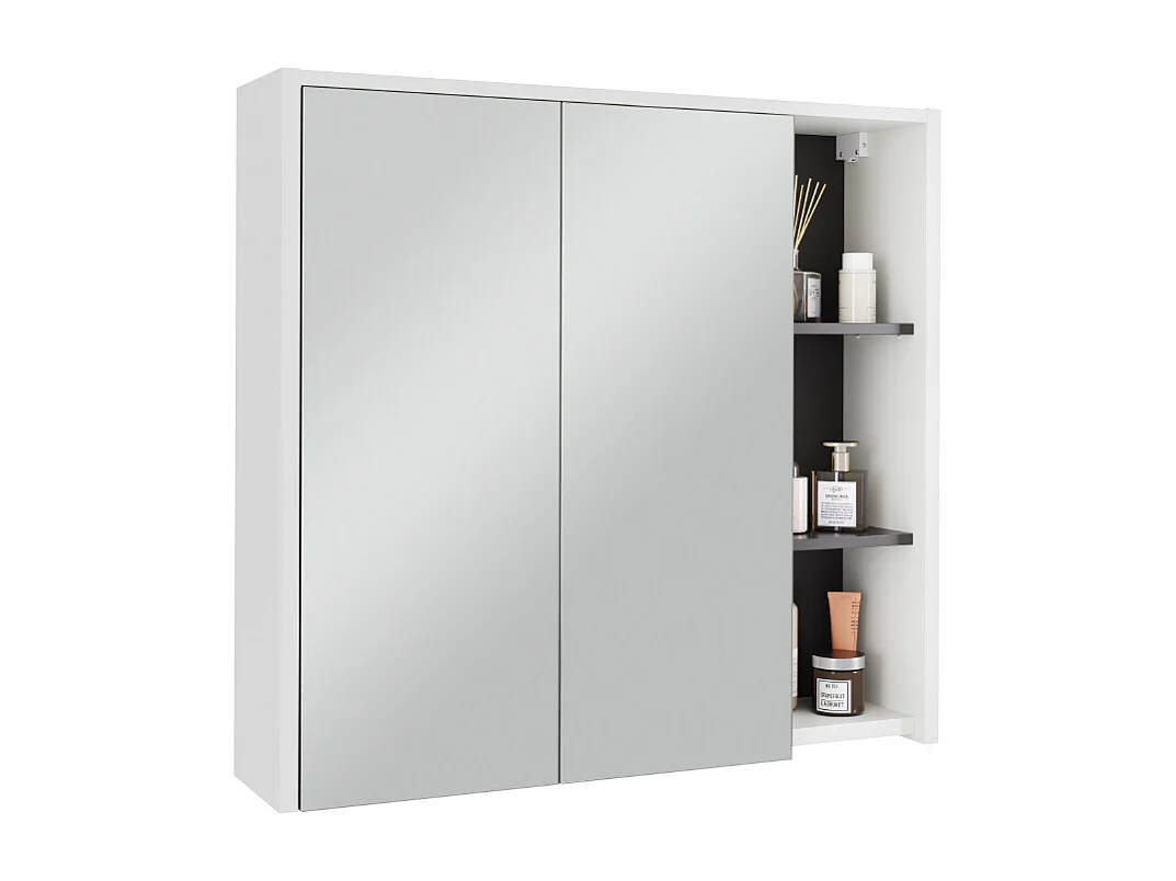 Armario con espejo de baño blanco/gris 80x18x75 viola