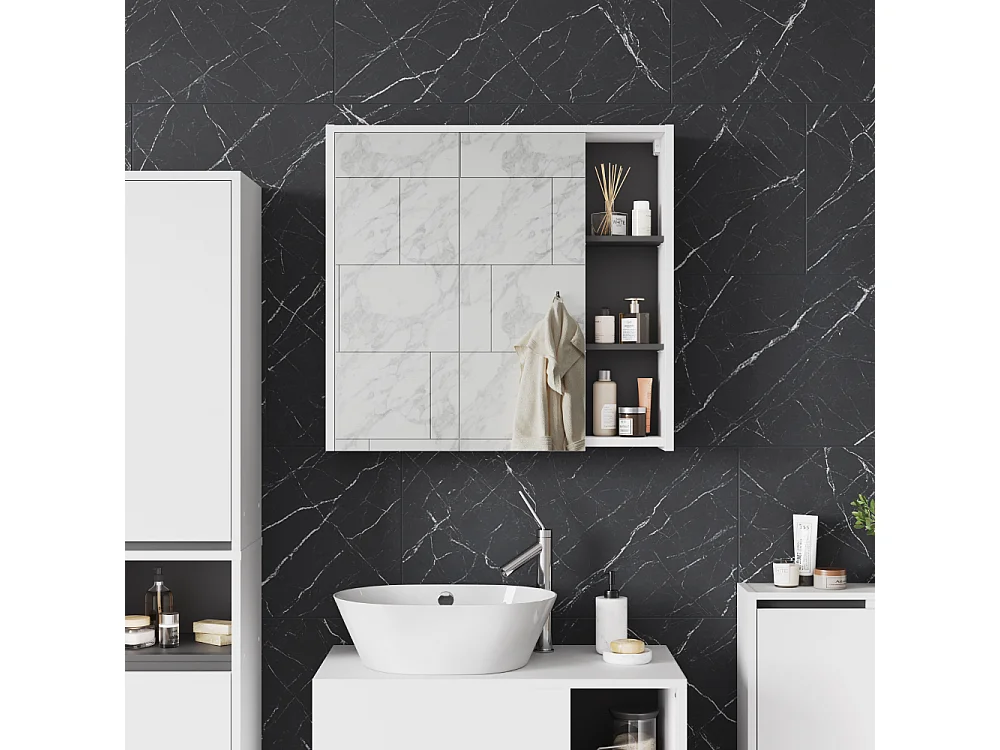 Armoire de salle de bain avec miroir blanc/gris 80x18x75 viola