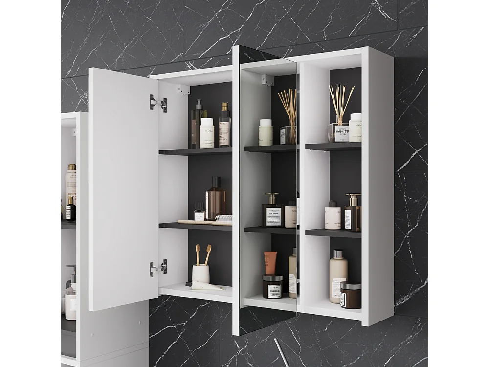 Armoire de salle de bain avec miroir blanc/gris 80x18x75 viola