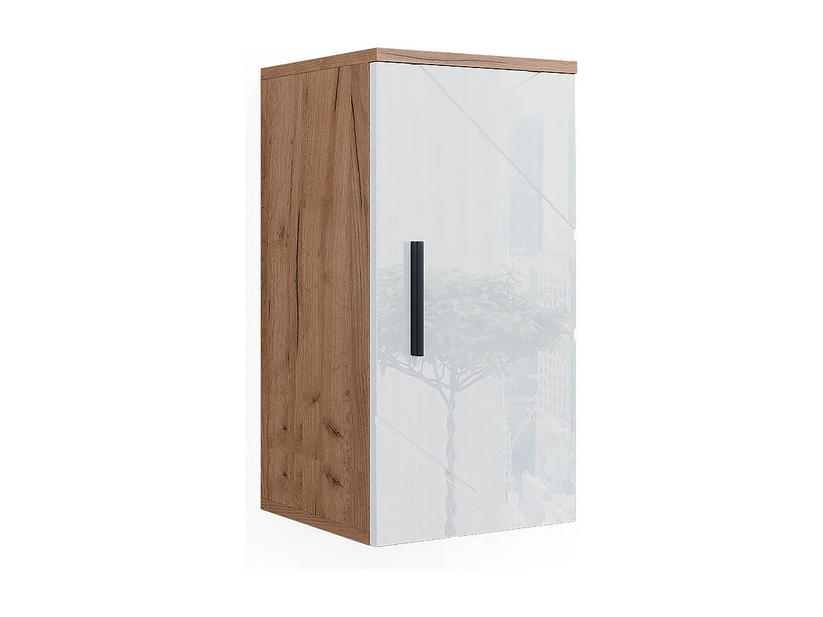 Armoire de blanc brillant/chêne doré 30x24x59 irma