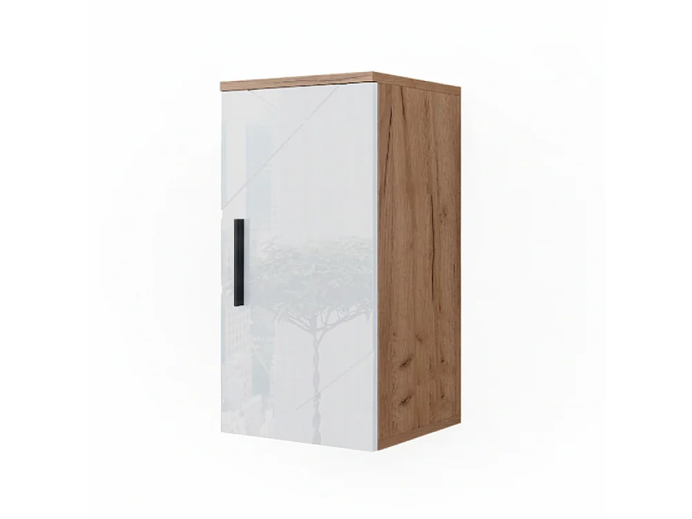 Badschrank weiß hochglanz/goldkraft eiche 30x24x59 irma