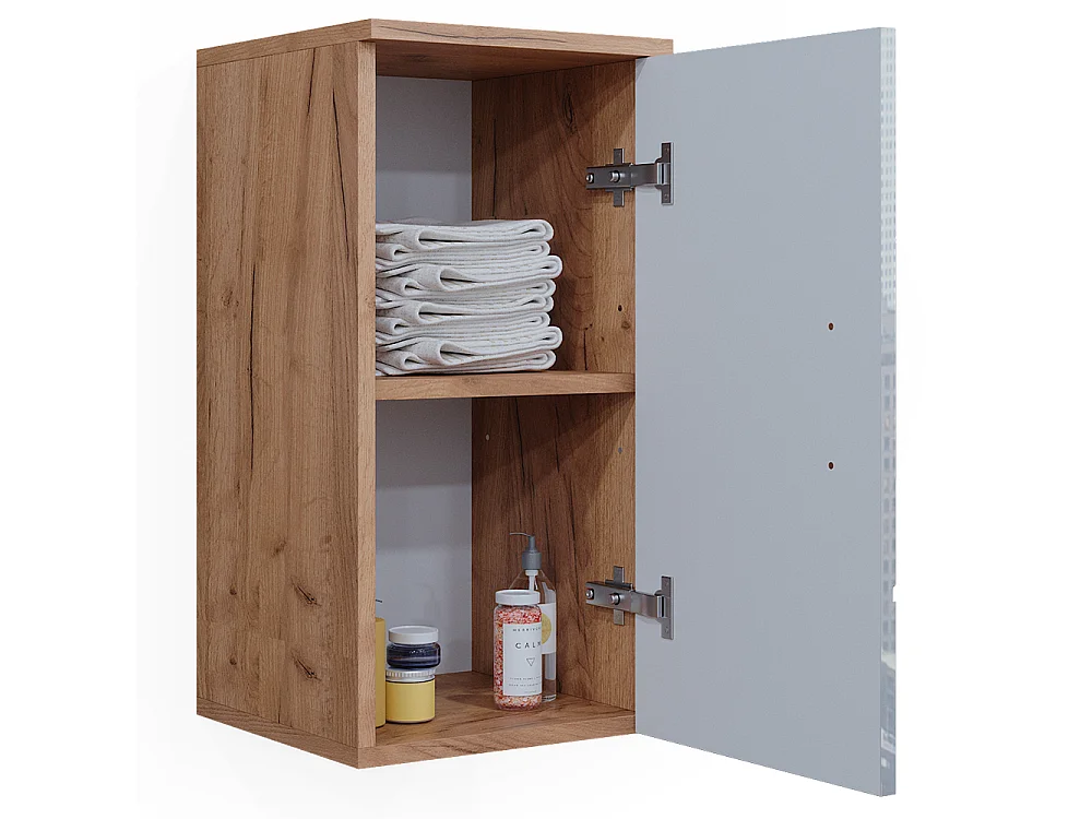 Badschrank weiß hochglanz/goldkraft eiche 30x24x59 irma