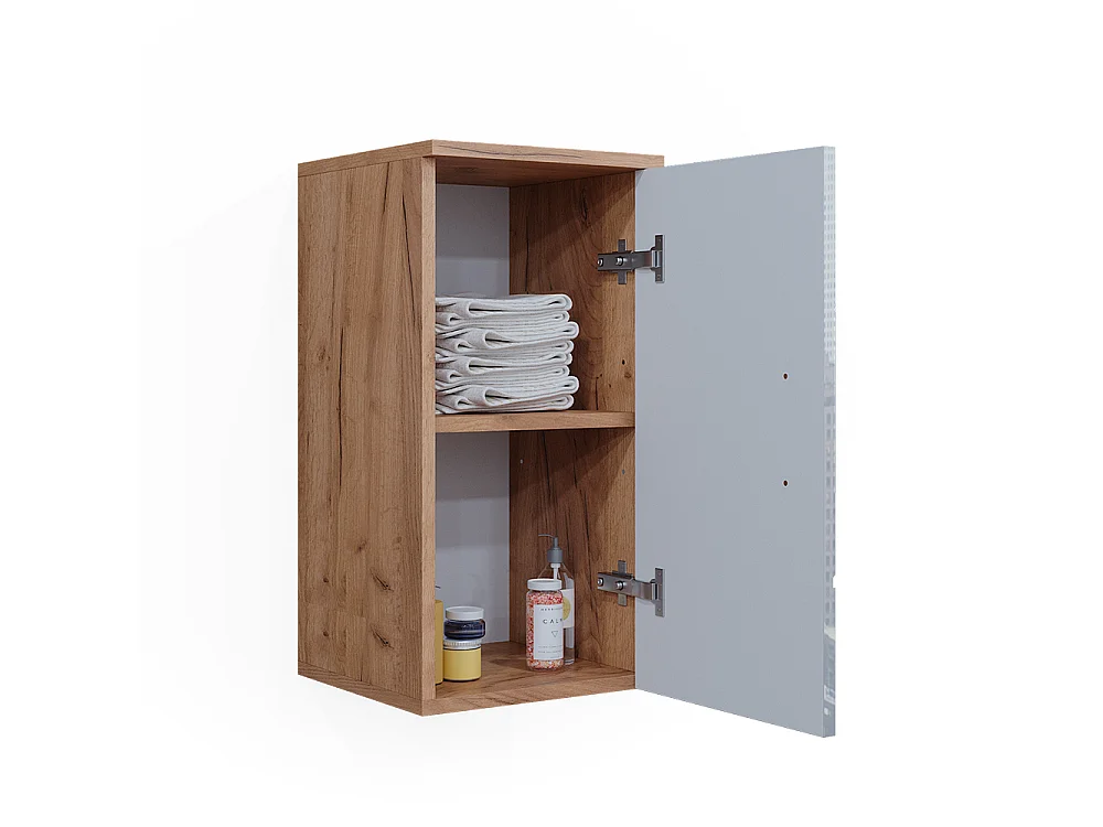 Badschrank weiß hochglanz/goldkraft eiche 30x24x59 irma