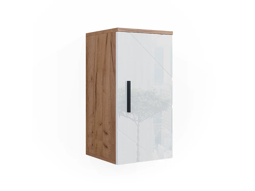 Badschrank weiß hochglanz/goldkraft eiche 30x24x59 irma