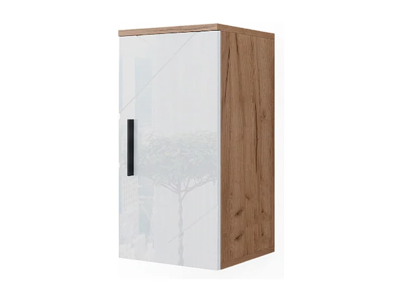 Badschrank weiß hochglanz/goldkraft eiche 30x24x59 irma