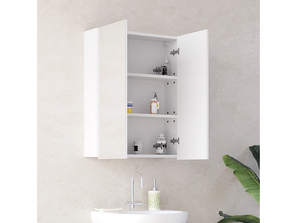 Armario con espejo para baño blanco alto brillo 60x17.2x77 fredd