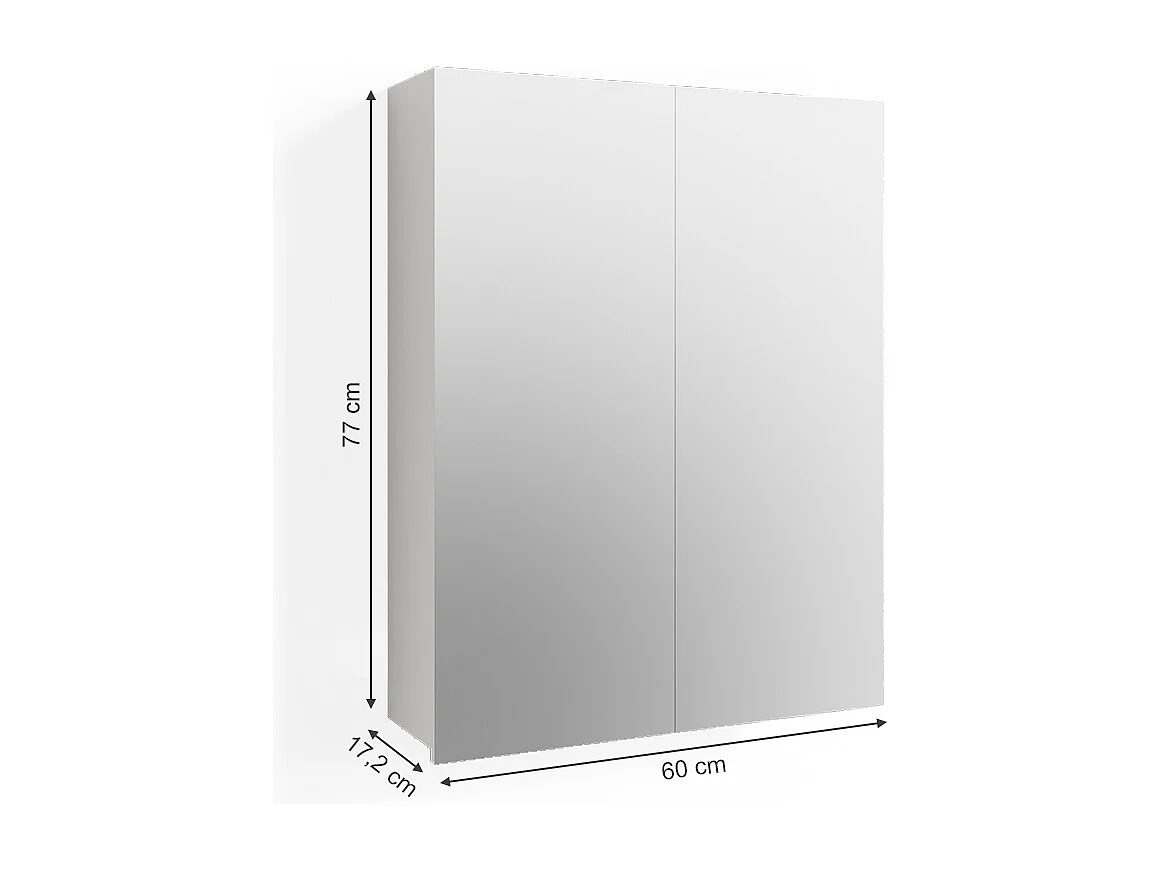 Armoire de toilette blanc haute brillance 60x17.2x77 fredd