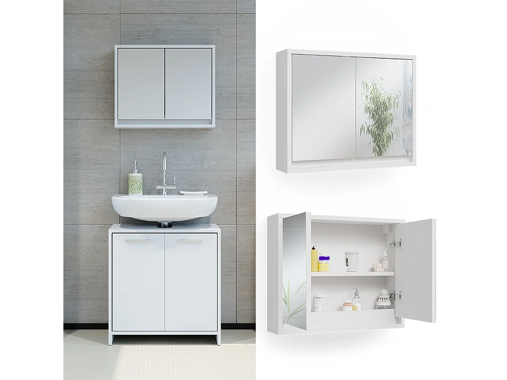 Armoire de toilette blanc 55x14x45 mila